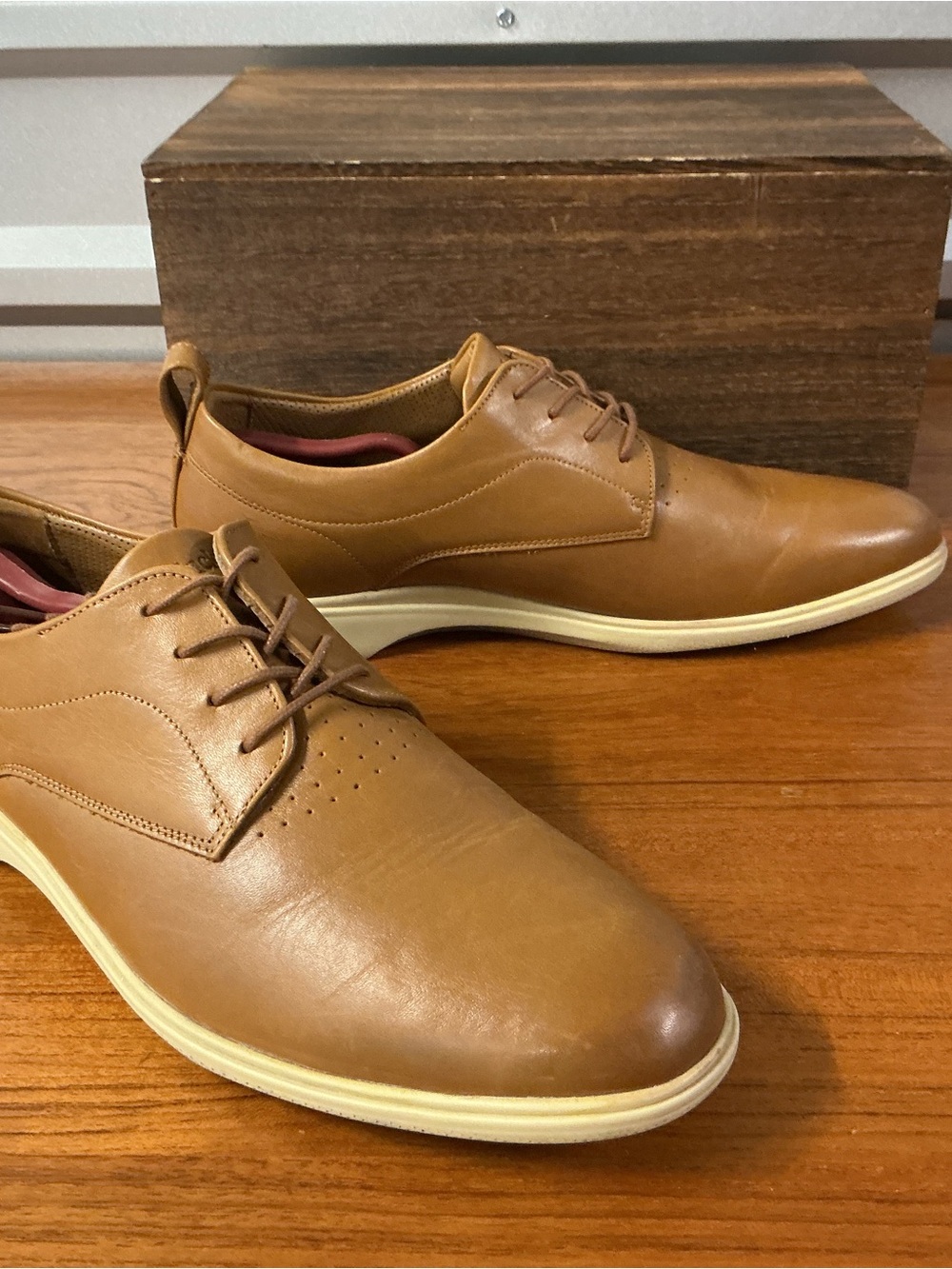 Amberjack Men Tan Leather Comfort Derby Oxford Size 13